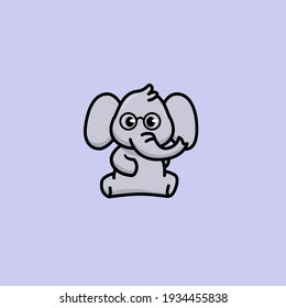 Nerd elephant cute mascot design