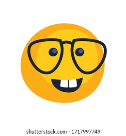 nerd emoji with glasses flat style icon design, Cartoon expression emoticon and social media theme Vector illustration