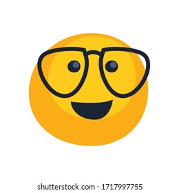 emoji nerd con anteojos diseño de icono de estilo plano, emoticono de expresión de caricatura y tema de medios sociales Ilustración vectorial