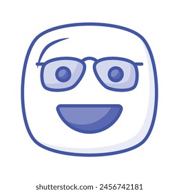 Diseño de ícono de emoji nerd, listo para el Vector de uso premium