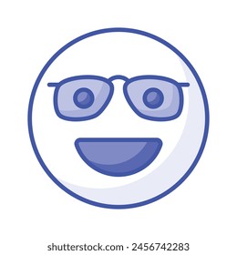 Diseño de ícono de emoji nerd, listo para el Vector de uso premium