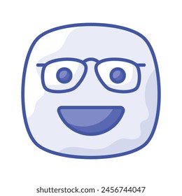 Diseño de ícono de emoji nerd, listo para el Vector de uso premium