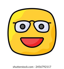 Diseño de ícono de emoji nerd, listo para el Vector de uso premium