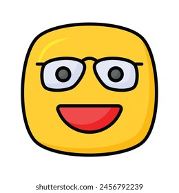 Diseño de ícono de emoji nerd, listo para el Vector de uso premium