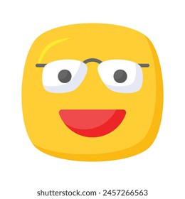 Diseño de ícono de emoji nerd, listo para el Vector de uso premium