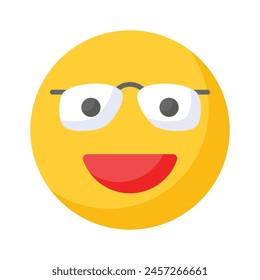 Diseño de ícono de emoji nerd, listo para el Vector de uso premium