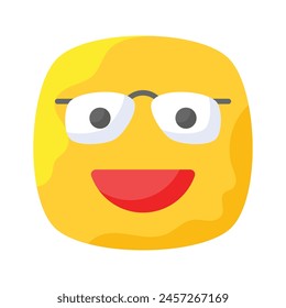 Diseño de ícono de emoji nerd, listo para el Vector de uso premium