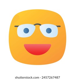 Diseño de ícono de emoji nerd, listo para el Vector de uso premium