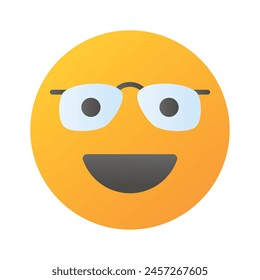 Diseño de ícono de emoji nerd, listo para el Vector de uso premium