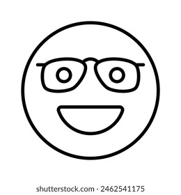 Diseño de ícono de emoji nerd, listo para el Vector de uso premium