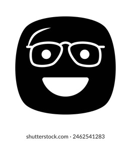 Diseño de ícono de emoji nerd, listo para el Vector de uso premium