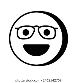 Diseño de ícono de emoji nerd, listo para el Vector de uso premium