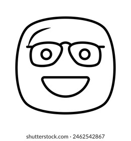 Diseño de ícono de emoji nerd, listo para el Vector de uso premium