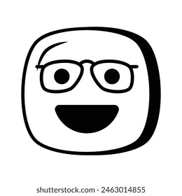 Diseño de ícono de emoji nerd, listo para el Vector de uso premium