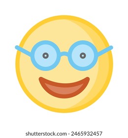 Diseño de ícono de emoji nerd, listo para el Vector de uso premium