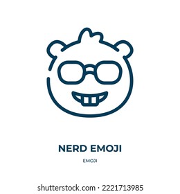 Nerd emoji icon. Linear vector illustration from emoji collection. Outline nerd emoji icon vector. Thin line symbol for use on web and mobile apps, logo, print media.