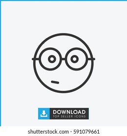 nerd emoji icon. Simple outline nerd emoji vector icon. On white background.