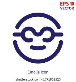 Icono del vector del contorno emoticono de nerd emoji. Icono de emoji de línea delgada, ilustración de elemento simple de vector plano a partir del concepto de emoji editable. Ilustración vectorial Eps10.