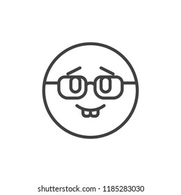 Nerd emoticon outline icon. linear style sign for mobile concept and web design. Cute smiling emoji wearing eyeglasses simple line vector icon. Symbol, logo illustration. Pixel perfect vector graphics
