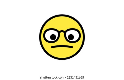 nerd expression emoji  vector yellow head simple modern design eps 8