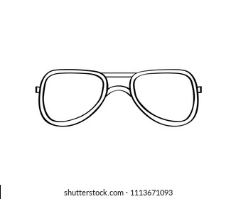 Nerd Eye Glasses illustration, Vintage eye wear frames, Black Outline, 80s, geek, Freehand, men, fashion accessory, retro shape, thin, modern, sight, boy, sunglasses, vector, optical, shades, hipster