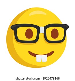 Nerd with Eyeglasses Emoji Icon Illustration. Nerdy Vector Symbol Emoticon Design.