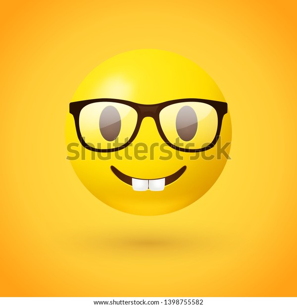 Nerd Gesicht Emoji Cleveres Emoticon Stock Vektorgrafik Lizenzfrei