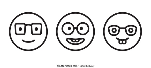 Nerd face emoji icon- clever emoticon with glasses- often used to express or demonstrate someone is being nerdy, or exceptionally technical, or simply someone wearing eyeglasses