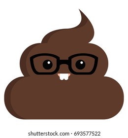 Nerd Face stinky poop shit emoji flat icon, vector sign, colorful pictogram isolated on white. Symbol, logo illustration. Flat style design