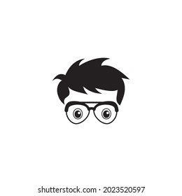 Nerd geek boy icon design template illustration