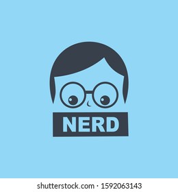nerd geek guy cartoon character sign logo