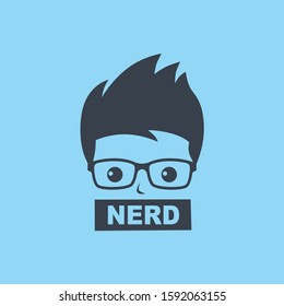 nerd geek guy cartoon character sign logo