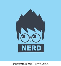 nerd geek guy cartoon character sign logo