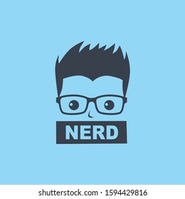 nerd geek guy cartoon character sign logo