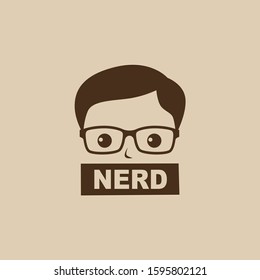nerd geek guy cartoon character sign logo