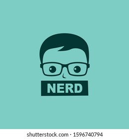 nerd geek guy cartoon character sign logo