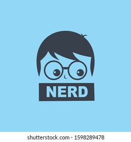 nerd geek guy cartoon character sign logo