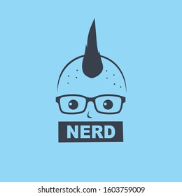 nerd geek guy cartoon character sign logo