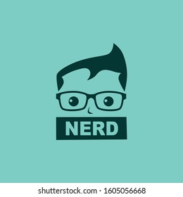 nerd geek guy cartoon character sign logo