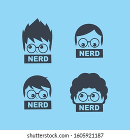 nerd geek guy cartoon character sign logo