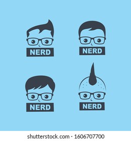 nerd geek guy cartoon character sign logo