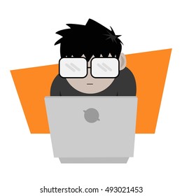 Nerd or Geek Guy with Note Book Illustration