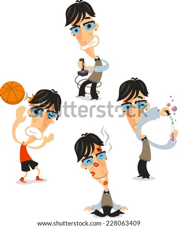 Nerd Geek Nerdy dork unpopular prodigy master mental giant, vector illustration cartoon. 