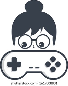 nerd geek video game console joystick controller vector art illustration