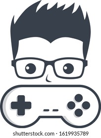 nerd geek video game console joystick controller vector art illustration
