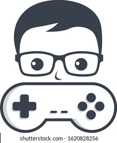 nerd geek video game console joystick controller vector art illustration