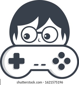 nerd geek video game console joystick controller vector art illustration