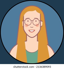 Nerd Girl That Work At Tech Startup Company. Cartoon Avatar Design. Flat Vector Illustration