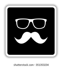 Nerd glasses and mustaches - black vector icon