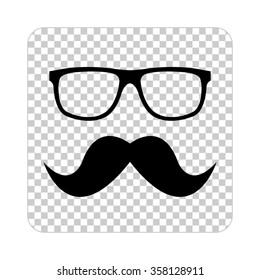 Nerd glasses and mustaches -  black vector icon